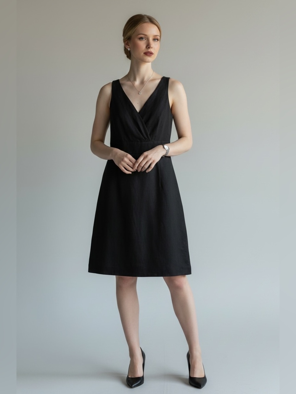 Banana Republic Dark Gray V-Neck Sleeveless Mini Dress
